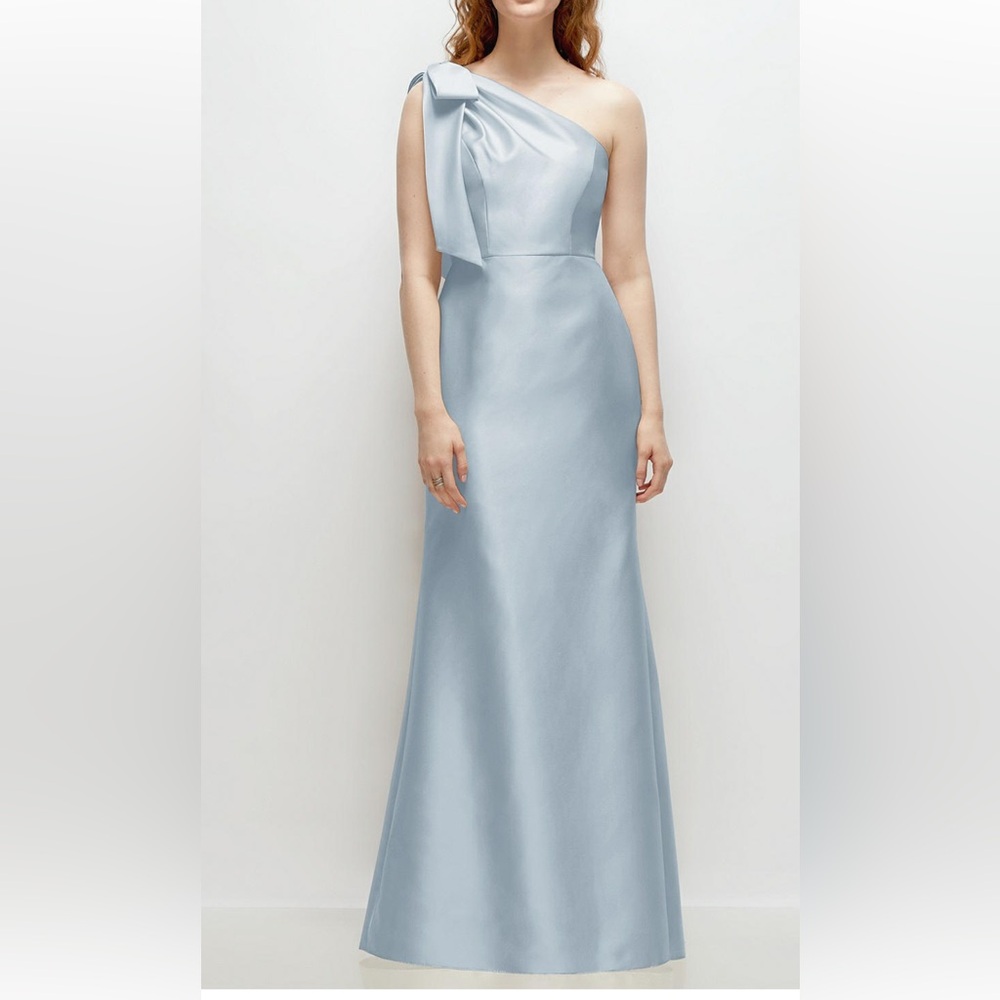 Dessy Group One Shoulder Bridesmaids Dress in Mist